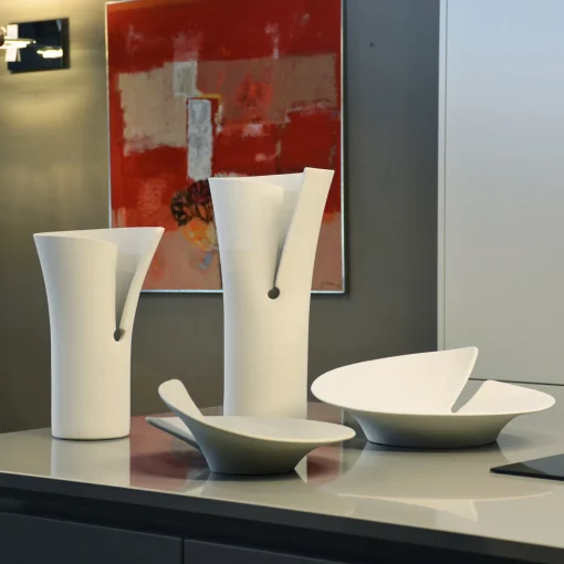 Lineasette Vaso e centrotavola in ceramica bianca Elica