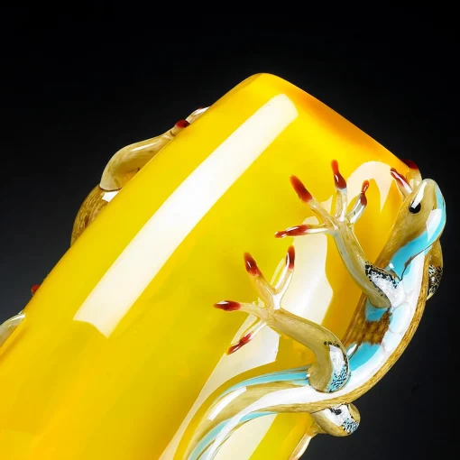 VGnewtrend Vaso giallo con 2 gechi