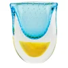Officine di Murano 1295 Vaso giallo e azzurro Vrmbicolr