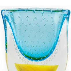 Officine di Murano 1295 Vaso giallo e azzurro Vrmbicolr