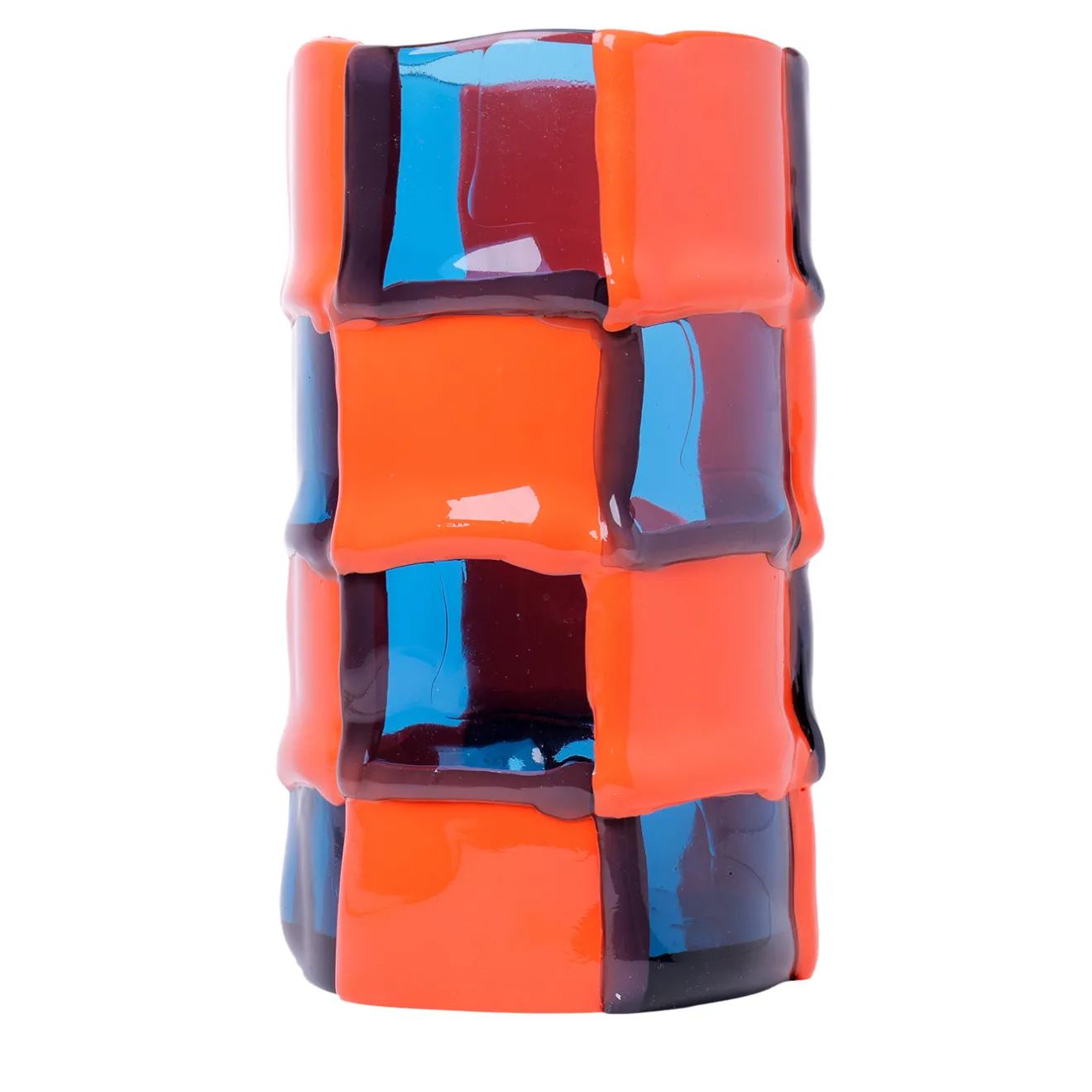 Corsi Design Factory Vaso grande Bamboo arancione e blu di Enzo Mari