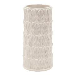Pietrachiara Vaso grande in gres bianco con motivo a foglie Anne