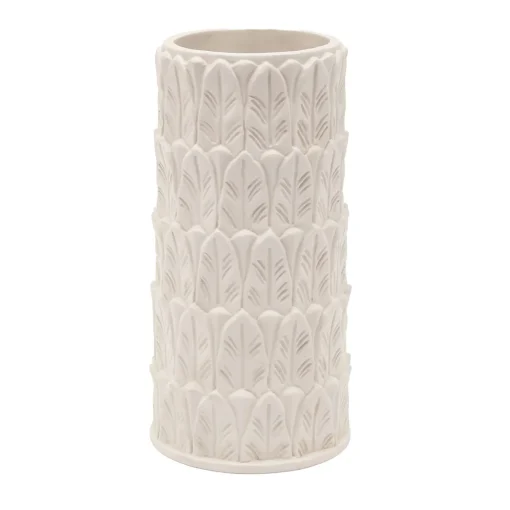 Pietrachiara Vaso grande in gres bianco con motivo a foglie Anne