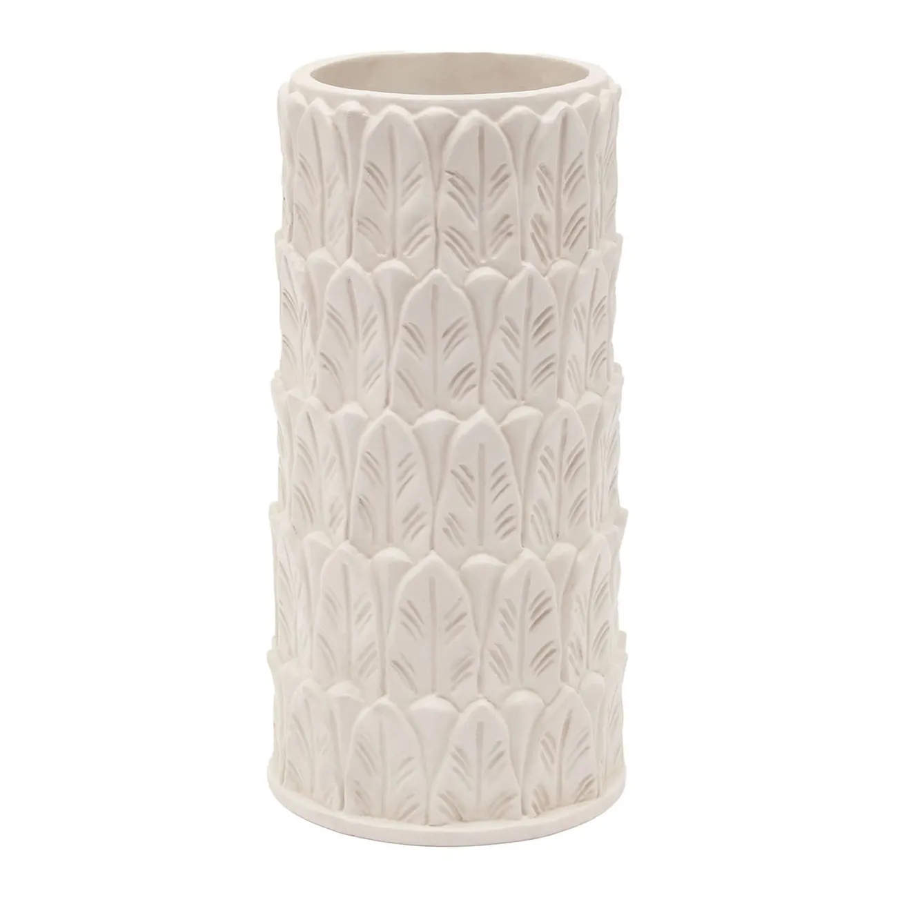 Pietrachiara Vaso grande in gres bianco con motivo a foglie Anne