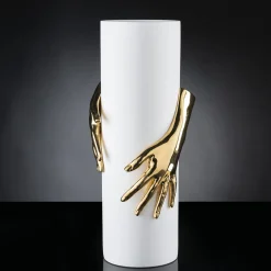 VGnewtrend Vaso Hands oro e bianco