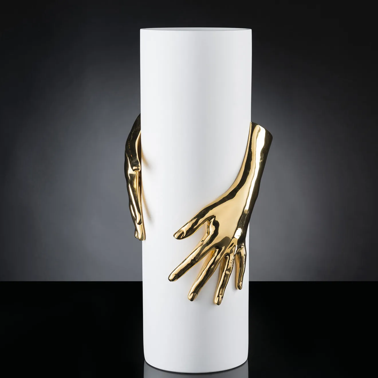 VGnewtrend Vaso Hands oro e bianco
