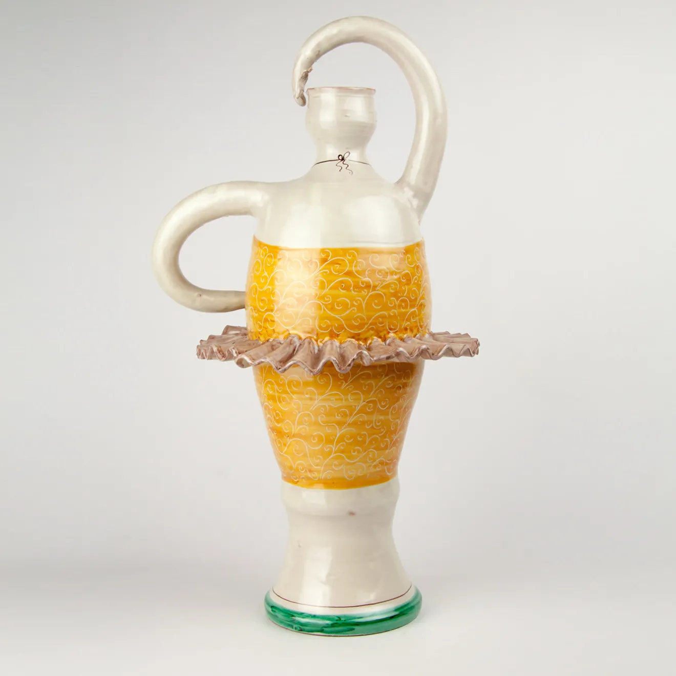 Alessandro Iudici Vaso in ceramica giallo Ballerina
