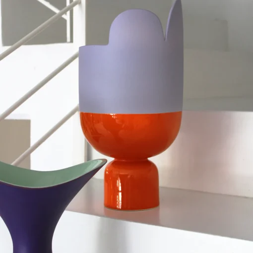 Rometti Vaso in Ceramica Lilla e Arancione Petali di Luca Binaglia