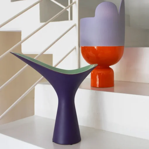 Rometti Vaso in Ceramica Lilla e Arancione Petali di Luca Binaglia