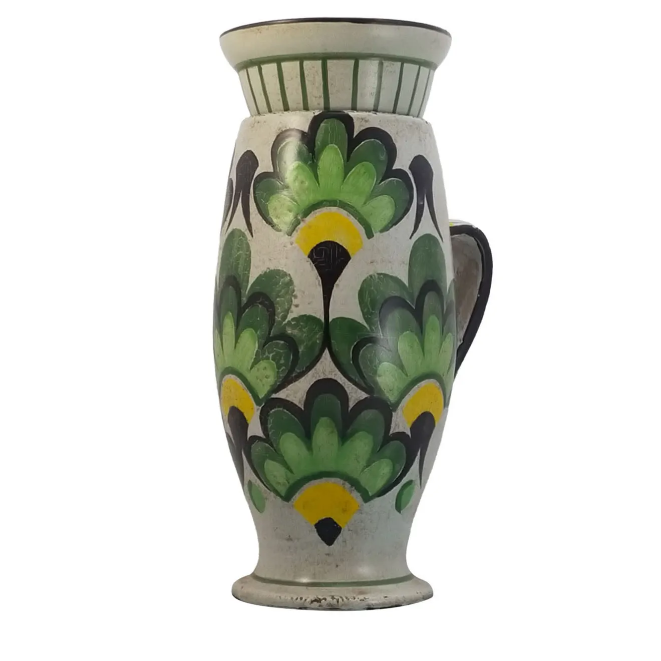 Studio Le Nid Vaso in Ceramica Verde Foglia con Coperchio e Motivo Botanico