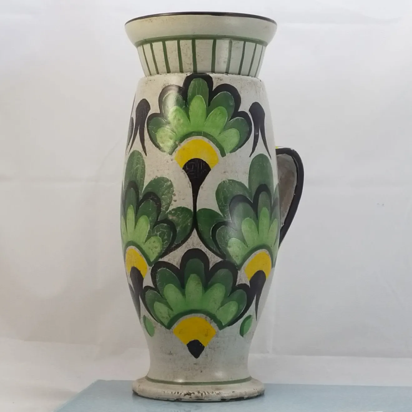 Studio Le Nid Vaso in Ceramica Verde Foglia con Coperchio e Motivo Botanico