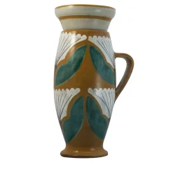 Studio Le Nid Vaso in Ceramica Zafferano con Coperchio e Motivo Floreale