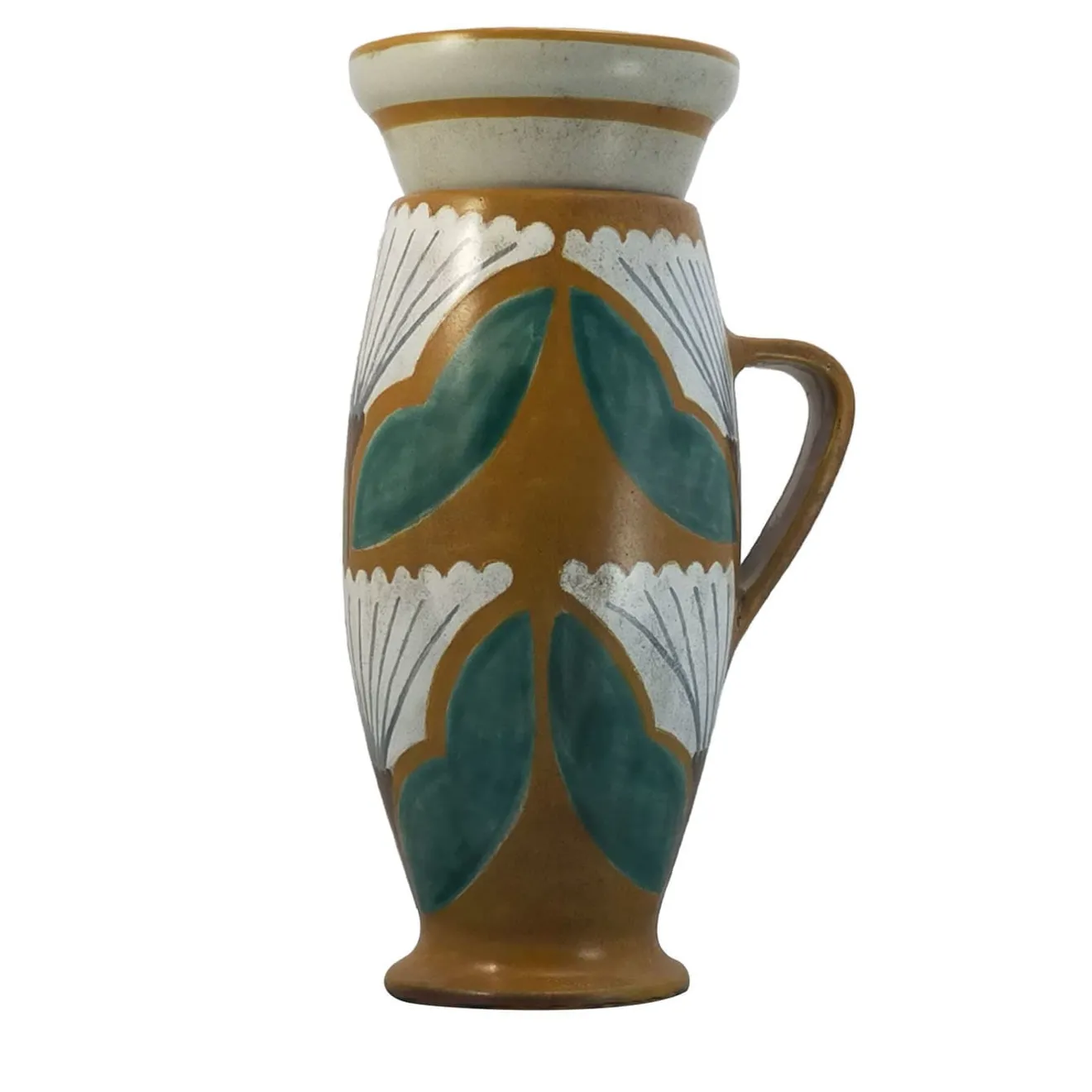 Studio Le Nid Vaso in Ceramica Zafferano con Coperchio e Motivo Floreale