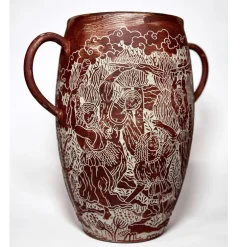 Clara Holt Vaso in gres rosso con manici Morte di Orfeo