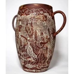 Clara Holt Vaso in gres rosso con manici Morte di Orfeo