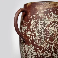 Clara Holt Vaso in gres rosso con manici Morte di Orfeo