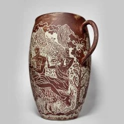 Clara Holt Vaso in gres rosso con manici Morte di Orfeo