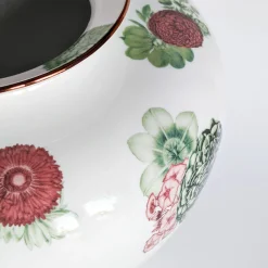 Grand Tour by Vito Nesta Vaso in porcellana Anfora con fiori verdi e rossi H24Cm