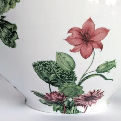 Grand Tour by Vito Nesta Vaso in porcellana Anfora con fiori verdi e rossi H24Cm