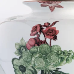 Grand Tour by Vito Nesta Vaso in porcellana Anfora con fiori verdi e rossi H24Cm
