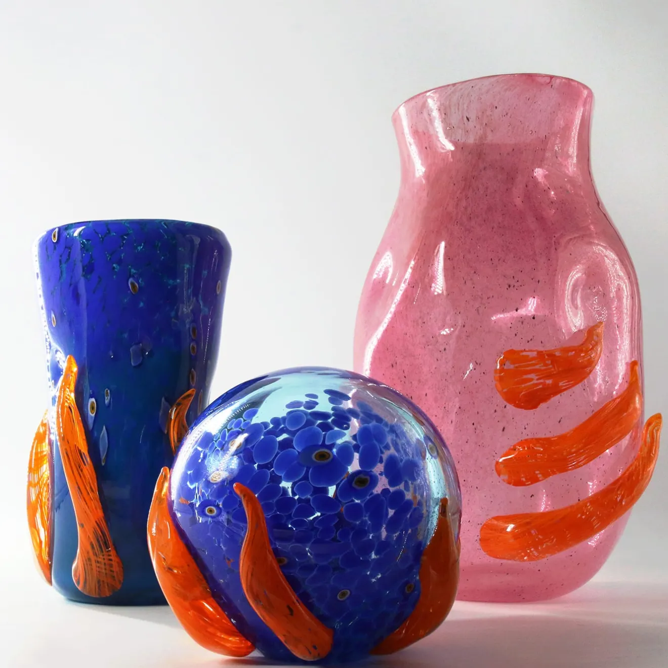 Madeforsoul Vaso in Vetro di Murano Flow Rosa e Arancione