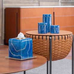 Griffe Montenapoleone by Vetrerie di Empoli Vaso in vetro Lapislazzuli con coperchio