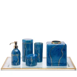 Griffe Montenapoleone by Vetrerie di Empoli Vaso in vetro Lapislazzuli con coperchio