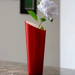 IVV Vaso in Vetro Rosso e Milkwhite Orizzonte Oblique