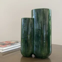 mg12 by Monica Geronimi Vaso MattiaMatteo Foglia in ceramica smaltata verde lucido