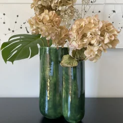 mg12 by Monica Geronimi Vaso MattiaMatteo Foglia in ceramica smaltata verde lucido