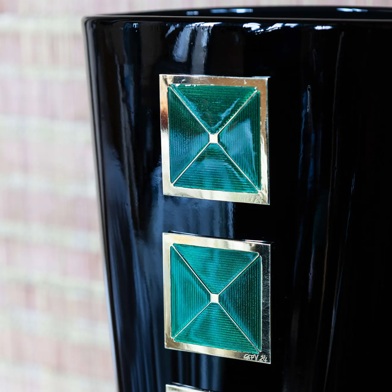 Piccoli Smalti Vaso Maxi in Vetro Nero Cloisonné