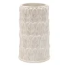 Pietrachiara Vaso medio in gres bianco con motivo a foglie Anne