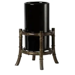 Piccoli Smalti Vaso Mini Bambù in Vetro Nero