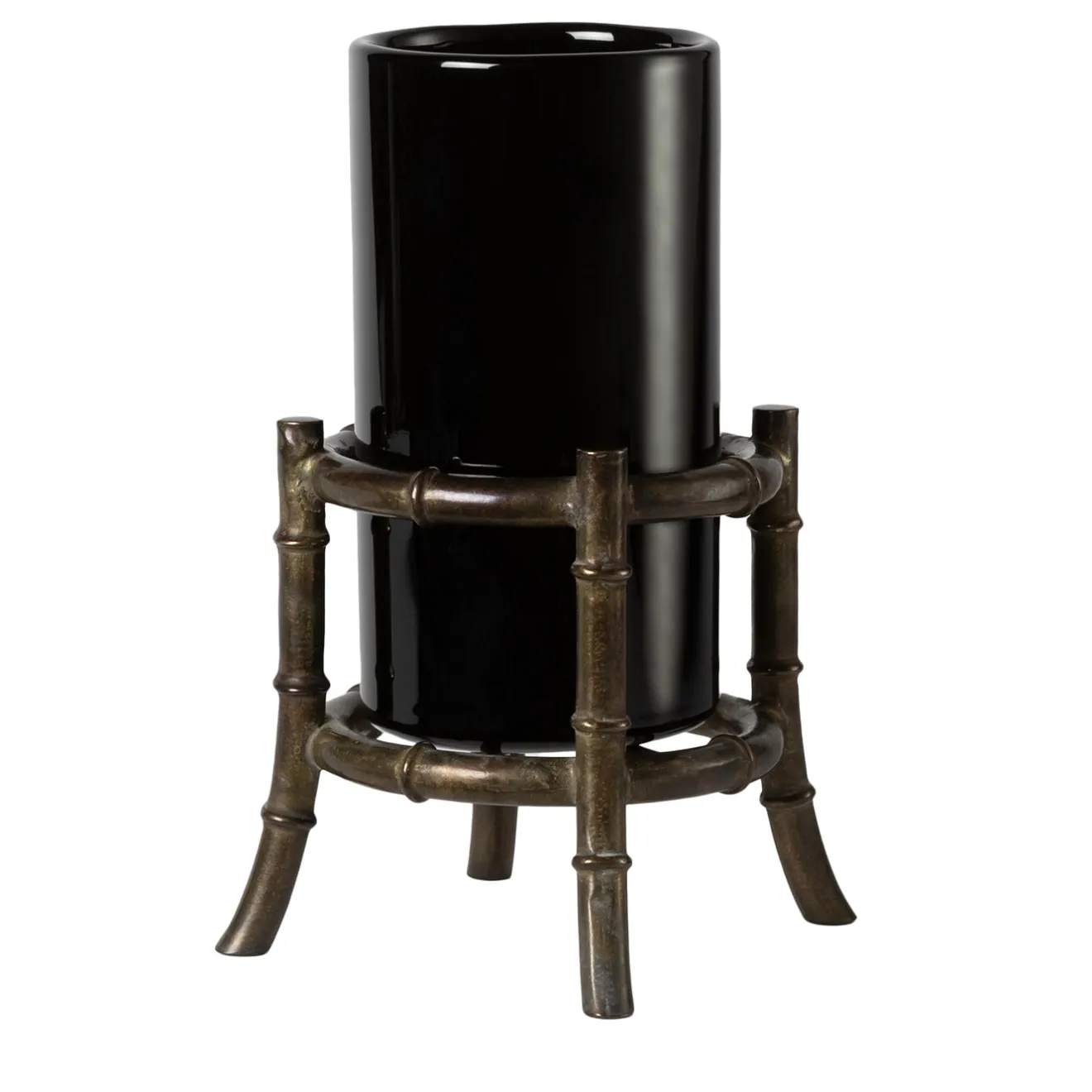 Piccoli Smalti Vaso Mini Bambù in Vetro Nero