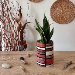 Lab Design Vaso Nemesi cilindrico a righe color ruggine