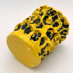 Daria Dazzan Vaso Onda Sunflower giallo e nero lucido