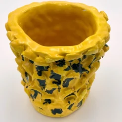 Daria Dazzan Vaso Onda Sunflower giallo e nero lucido