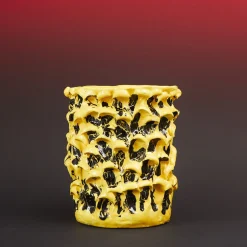 Daria Dazzan Vaso Onda Sunflower giallo e nero lucido