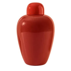 Venini Vaso Opaco rosso corallo con tappo di Tobia Scarpa