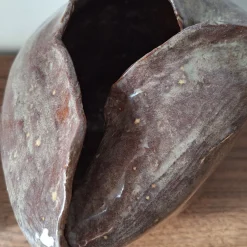 Cristina Cavallari Vaso Petalo 2 in Ceramica Marrone a Forma di Petalo