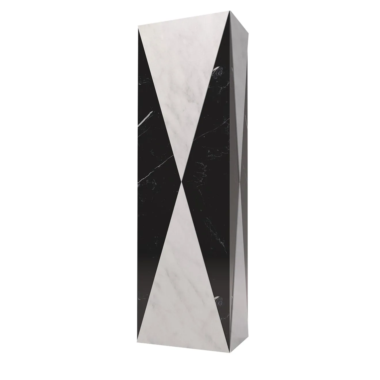 Carcino Design Vaso Polimelus Nero Marquina e Bianco Carrara