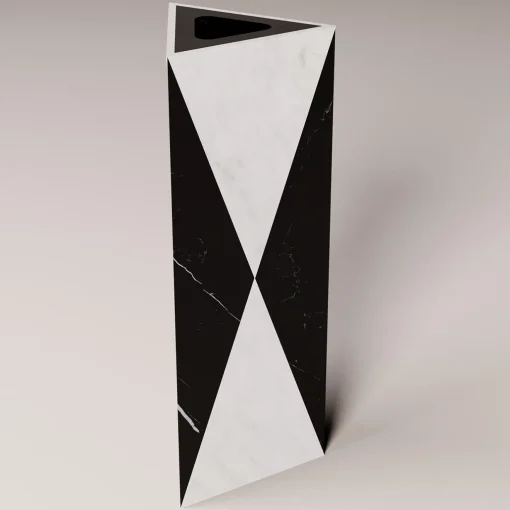 Carcino Design Vaso Polimelus Nero Marquina e Bianco Carrara