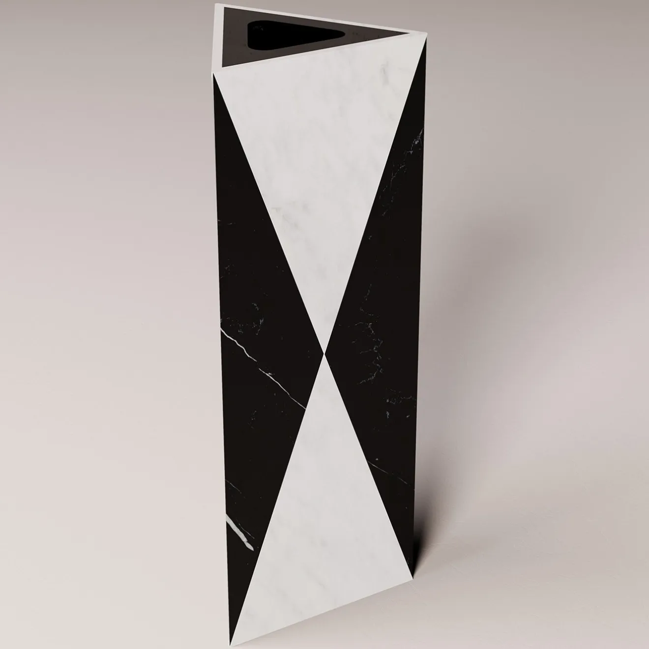 Carcino Design Vaso Polimelus Nero Marquina e Bianco Carrara