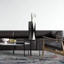 Carcino Design Vaso Polimelus Nero Marquina e Bianco Carrara