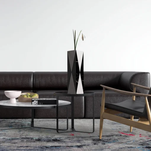 Carcino Design Vaso Polimelus Nero Marquina e Bianco Carrara