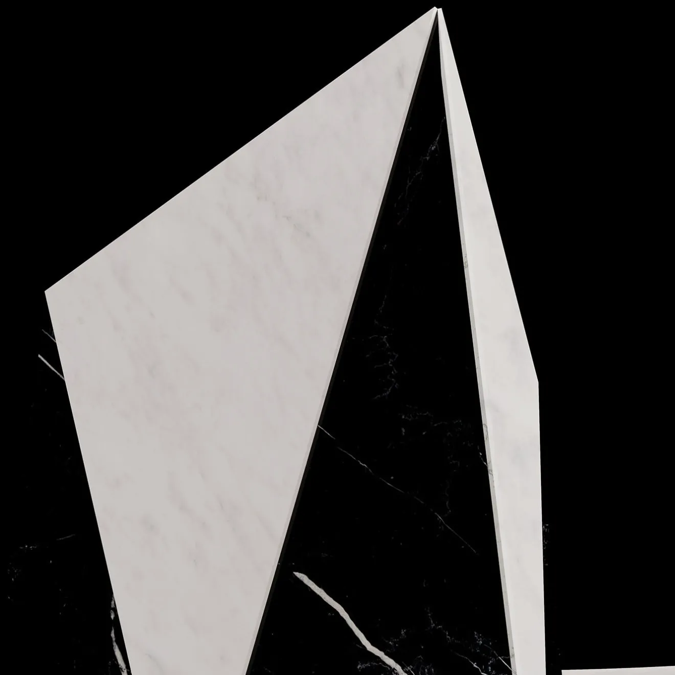 Carcino Design Vaso Polimelus Nero Marquina e Bianco Carrara