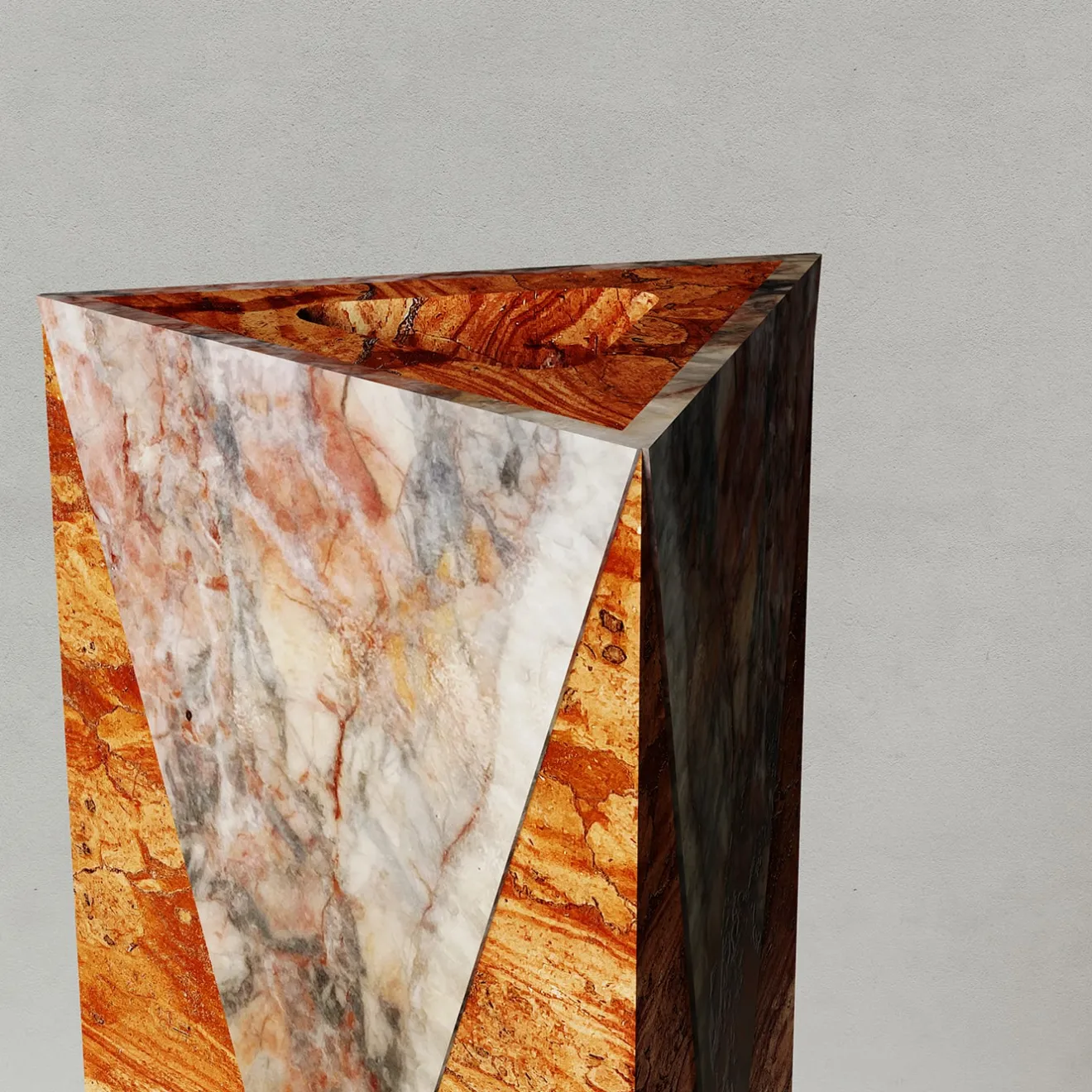 Carcino Design Vaso Polimelus Rosso Asiago & Fior di Pesco Carnico