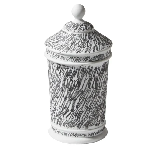 Cassina Vaso Post Scriptum in bianco e nero con coperchio di Formafantasma