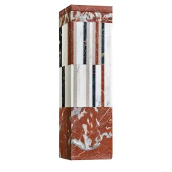Tao_H Vaso quadrato in marmo bianco e rosso con coperchio di Luciano Setten