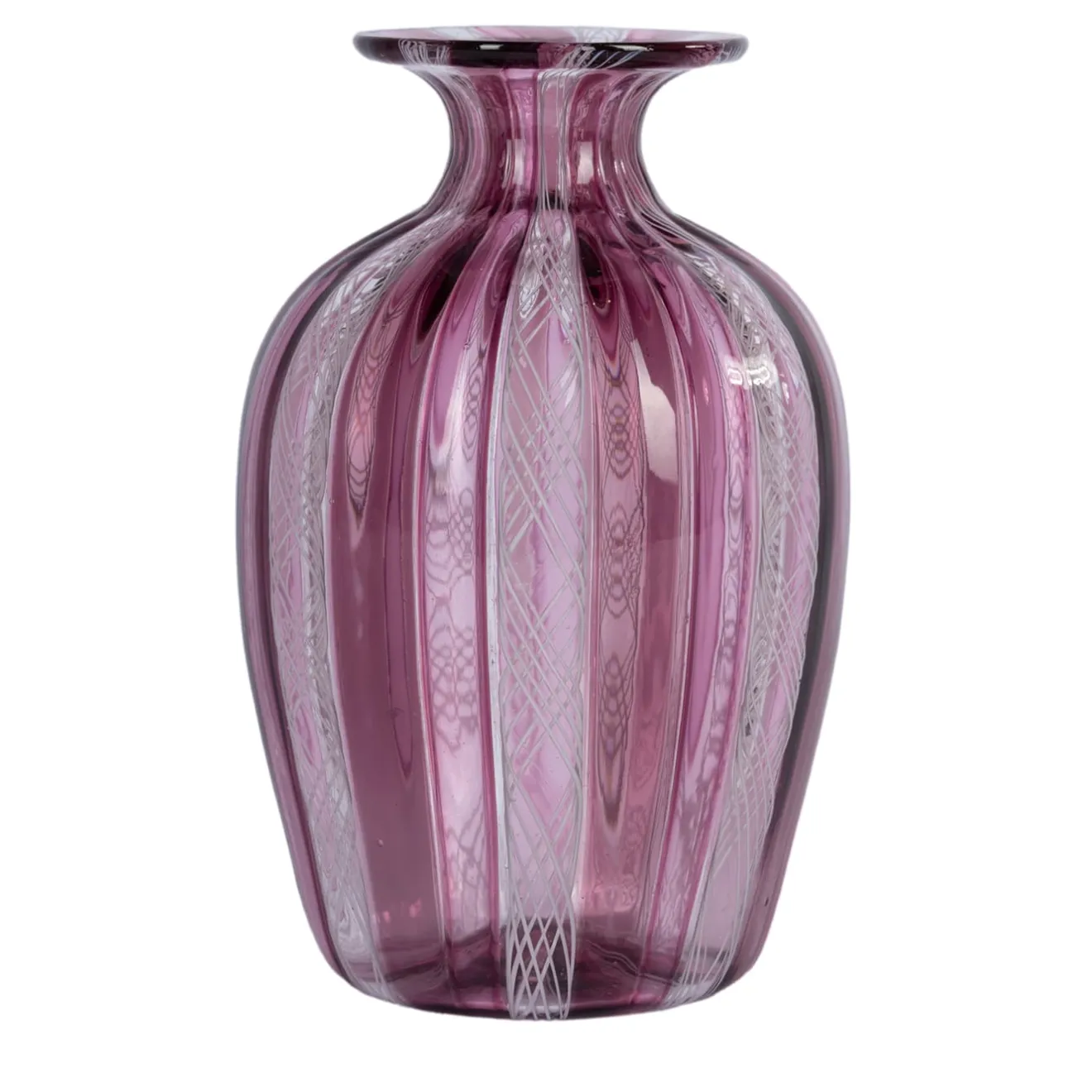 Officine di Murano 1295 Vaso Reticello Rosa